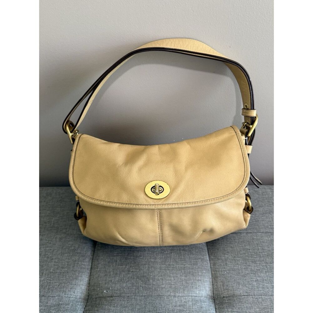 Coach Leather Turnlock Flap Shoulder Bag Ivory Cream Y2K Crossbody Purse Z23987 - Picture 10 of 16